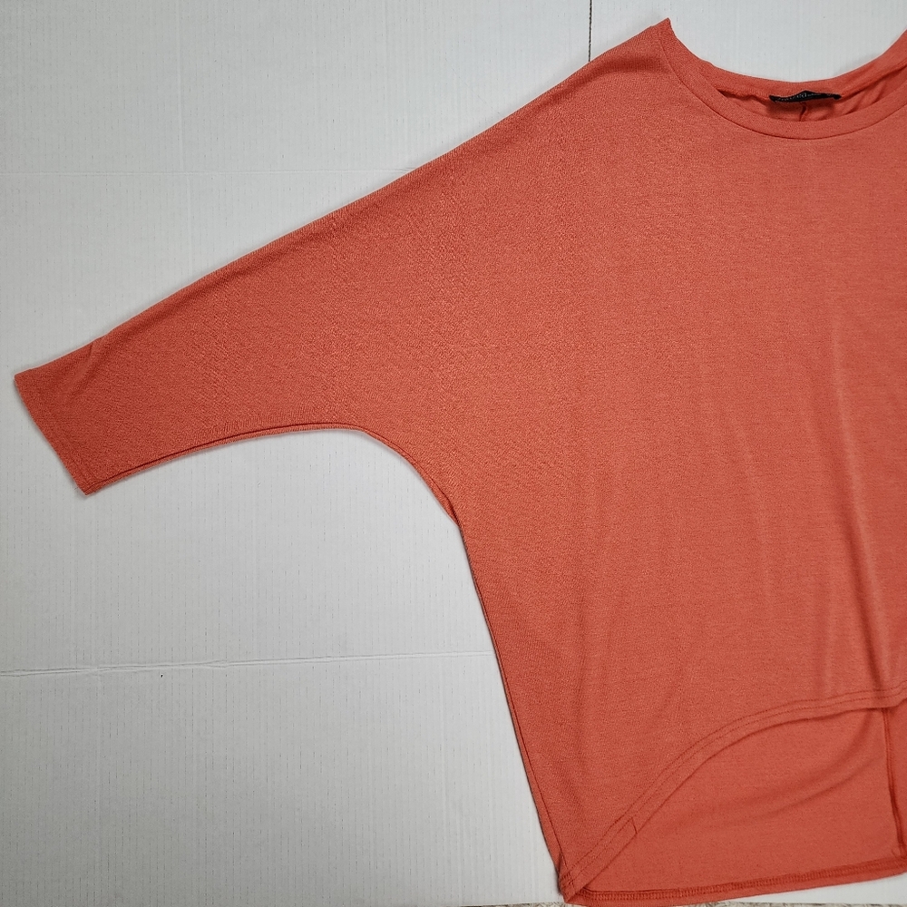 Zanzea Collection Coral Orange Tunic Top 3/4 Sleeve Hi Low Hem Size XXXXL - Picture 8 of 15